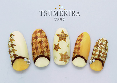 取扱終了 TSUMEKIRA スタンダードスタイル 千鳥格子 ブラウン NN-TEX-103