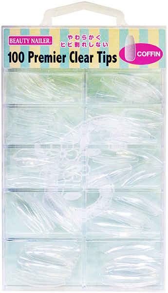 BEAUTY NAILER プレミア クリアチップス 100P コフィン PT-18