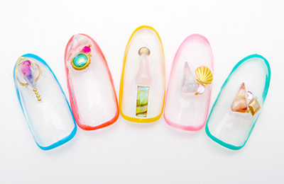 限定 Nail Labo べっ甲ストーン Ver2 スレンダー トライアングル オレンジ