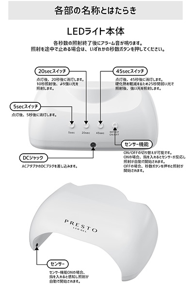 PRESTO LEDライト | Nail Labo Online Shop ネイルラボ オンラインショップ