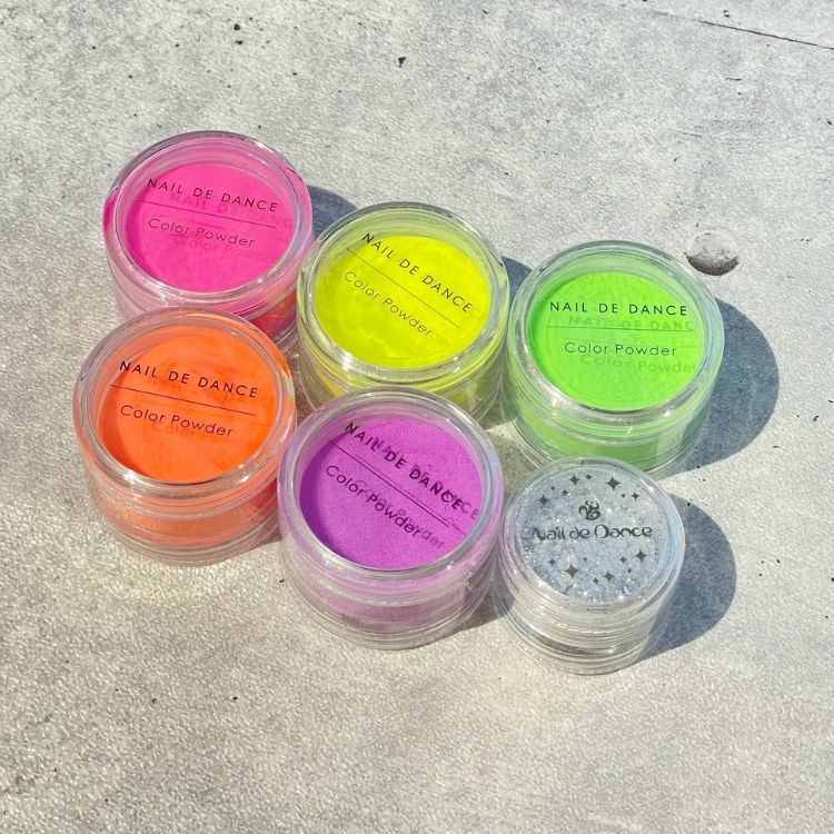 限定 NAIL DE DANCE カラーパウダー ネオン 5色セット（グリッター付き）