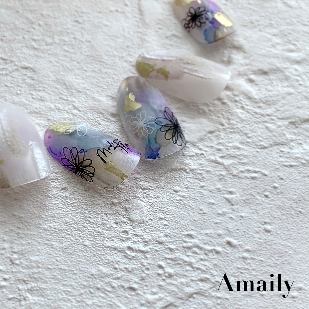 Amaily ネイルシール No.1-3 モダンなお花 黒 | Nail Labo Online Shop 