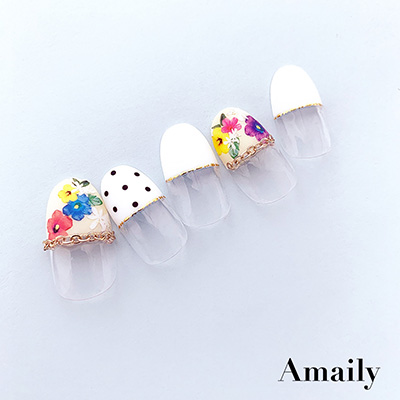 取扱終了 Amaily ネイルシール No.1-6 カラフルお花