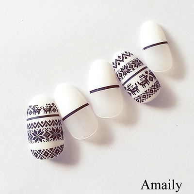 取扱終了 Amaily ネイルシール No.5-15 ノルディック柄 黒