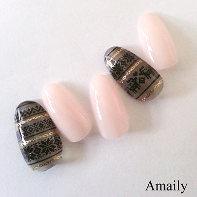 取扱終了 Amaily ネイルシール No.5-15 ノルディック柄 黒