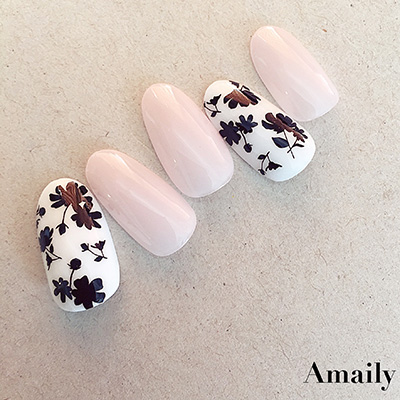 Amaily ネイルシール No.1-7 花シルエット 黒 | Nail Labo