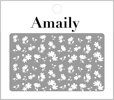 Amaily ネイルシール No.1-8 花シルエット 白