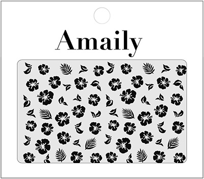 取扱終了 Amaily ネイルシール No.1-9 ハイビスカス 黒