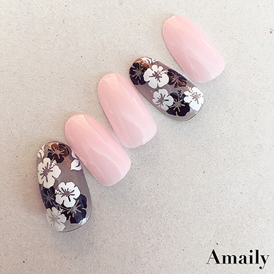 取扱終了 Amaily ネイルシール No.1-9 ハイビスカス 黒