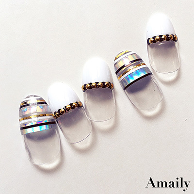 取扱終了 Amaily ネイルシール No.8-3 ボーダー (OG)