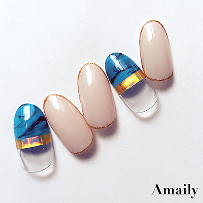 取扱終了 Amaily ネイルシール No.8-3 ボーダー (OG)