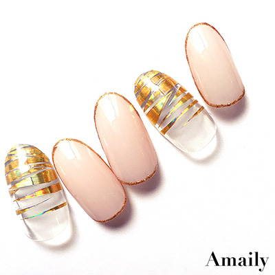 取扱終了 Amaily ネイルシール No.8-3 ボーダー (OG)