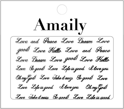 Amaily ネイルシール No.8-8 筆記体メッセージ (G)