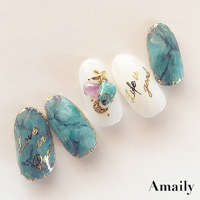 Amaily ネイルシール No.8-8 筆記体メッセージ (G)