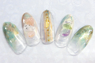 Nail Labo ナチュラルストーン グリーンフローライトMix