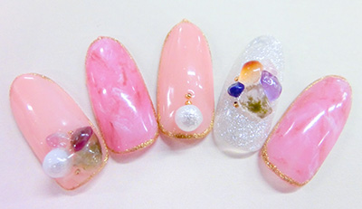 Nail Labo ナチュラルストーン ピンククォーツMix