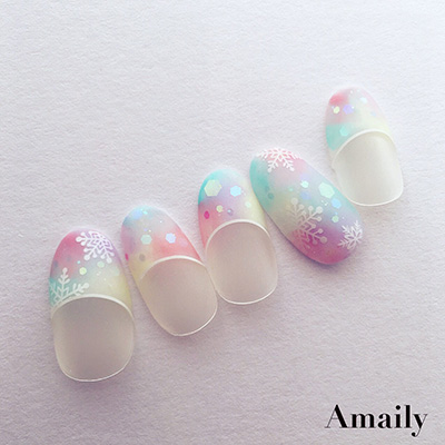 Amaily ネイルシール No.3-15 雪の結晶 白