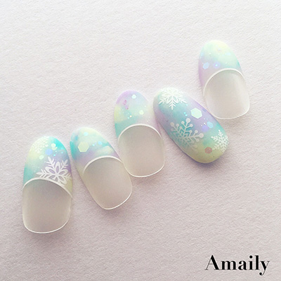 Amaily ネイルシール No.3-15 雪の結晶 白