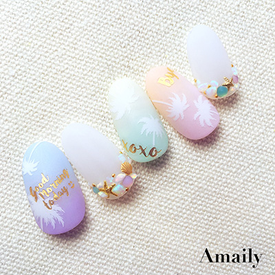 Amaily ネイルシール No.3-18 ヤシ 白