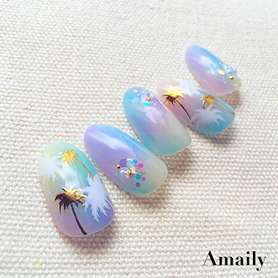 Amaily ネイルシール No.3-18 ヤシ 白