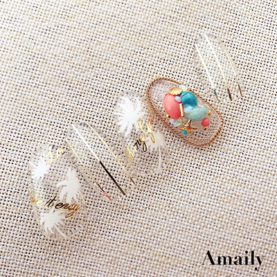 Amaily ネイルシール No.3-18 ヤシ 白