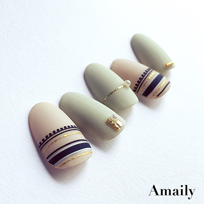 取扱終了 Amaily ネイルシール No.3-20 フォークロア調 黒