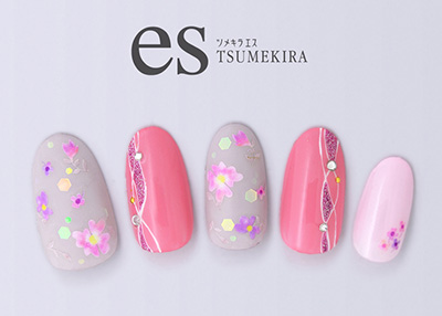 生産終了 TSUMEKIRA es little flowers ピンク ES-LIF-101