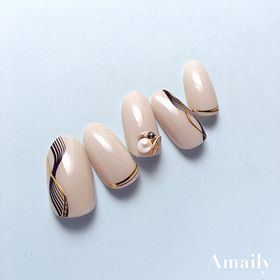 取扱終了 Amaily ネイルシール No.5-25 ウェーブ (G)