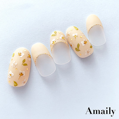 Amaily ネイルシール No.1-23 押し花 白