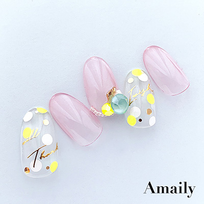 取扱終了 Amaily ネイルシール No.5-29 ドット(蛍光イエロー)