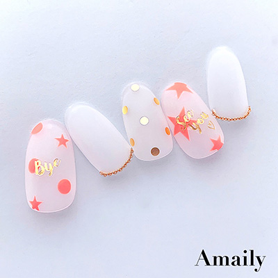 取扱終了 Amaily ネイルシール No.5-30 ドット(蛍光オレンジ)
