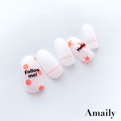 取扱終了 Amaily ネイルシール No.5-30 ドット(蛍光オレンジ)