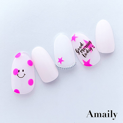 取扱終了 Amaily ネイルシール No.5-31 ドット(蛍光ピンク)