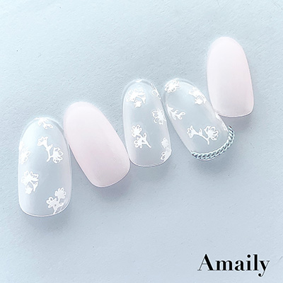 取扱終了 Amaily ネイルシール No.3-25 プチフラワー(白)