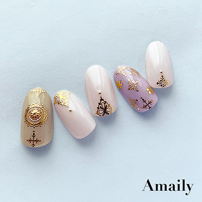 Amaily ネイルシール No.5-35 ダマスク柄(G)