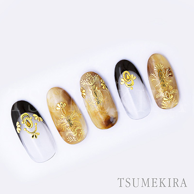 取扱終了 TSUMEKIRA colors nail Yuu プロデュース1 embroidery lace ゴールド SG-YUU-102 (ジェル専用)