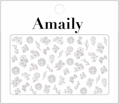 取扱終了 Amaily ネイルシール No.3-27 ファンシーフラワー (白)