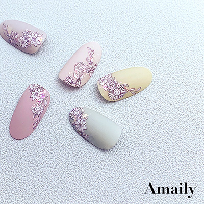 取扱終了 Amaily ネイルシール No.3-27 ファンシーフラワー (白)