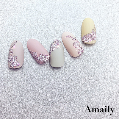 取扱終了 Amaily ネイルシール No.3-27 ファンシーフラワー (白)
