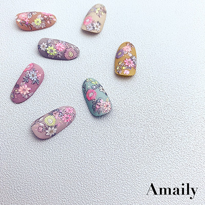 取扱終了 Amaily ネイルシール No.3-28 ファンシーフラワー (カラー)
