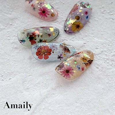 Amaily ネイルシール No1-32 押し花 (カラフル)