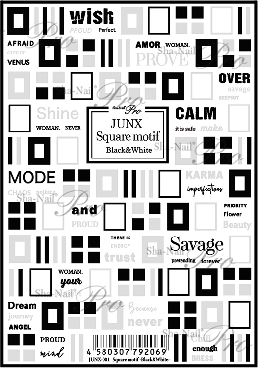 取扱終了 Sha-Nail Pro JUNX-001 Square motif -Black&White-/スクエアモチーフ ブラック&ホワイト