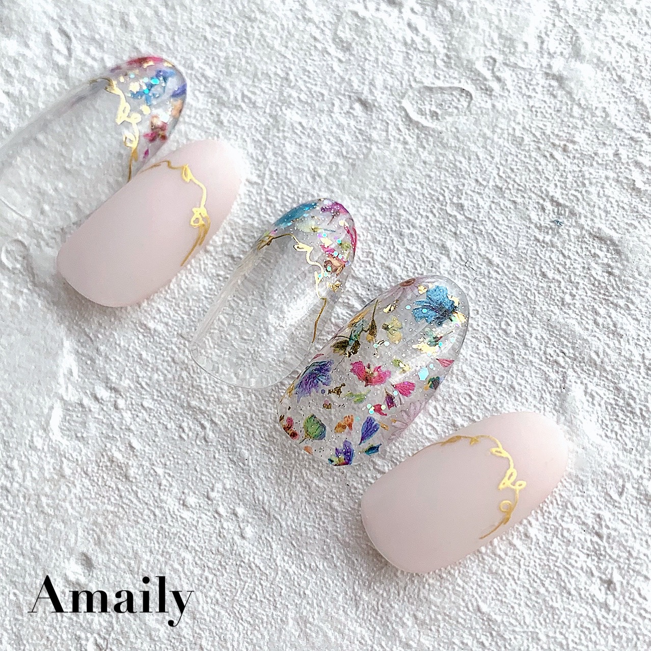 取扱終了 Amaily ネイルシール No.1-39 フラワーフレーク2 (ビビット)