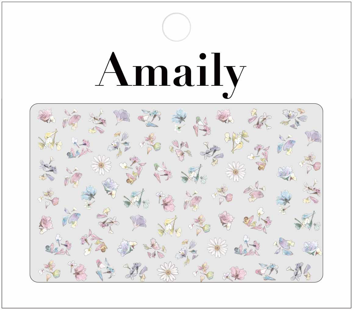 Amaily ネイルシール No.1-40 フラワーフレーク2 (ペール)
