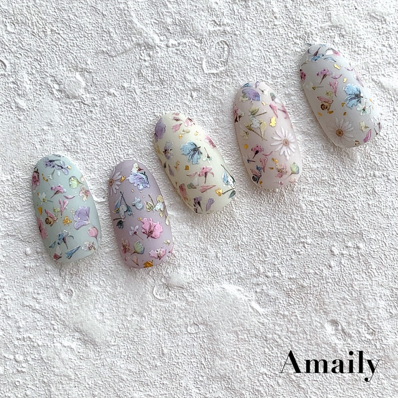 Amaily ネイルシール No.1-40 フラワーフレーク2 (ペール)
