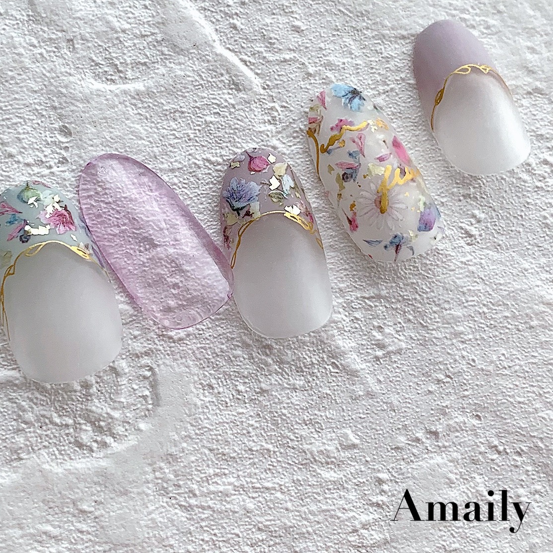 Amaily ネイルシール No.1-40 フラワーフレーク2 (ペール)