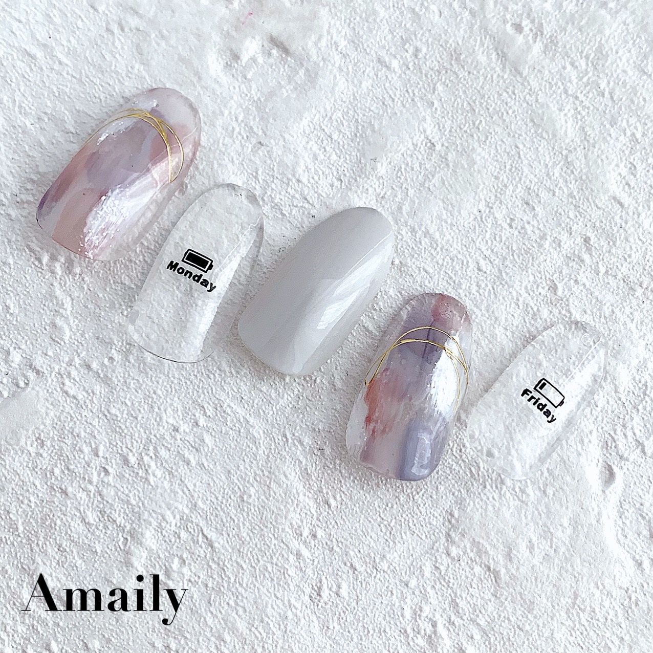 取扱終了 Amaily ネイルシール No.8-16 フレンチライン1 (G)