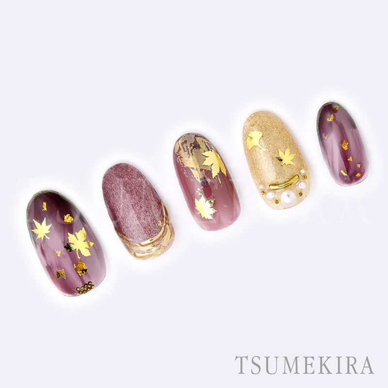 取扱終了 TSUMEKIRA 秋の彩り ゴールド SG-ALS-102