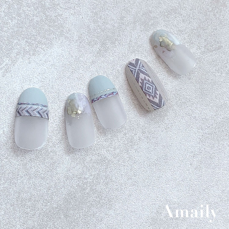 取扱終了 Amaily ネイルシール No.5-48 エンブロイドパターン