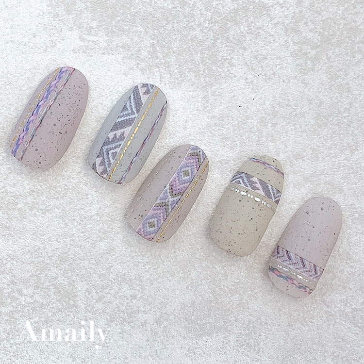 取扱終了 Amaily ネイルシール No.5-48 エンブロイドパターン